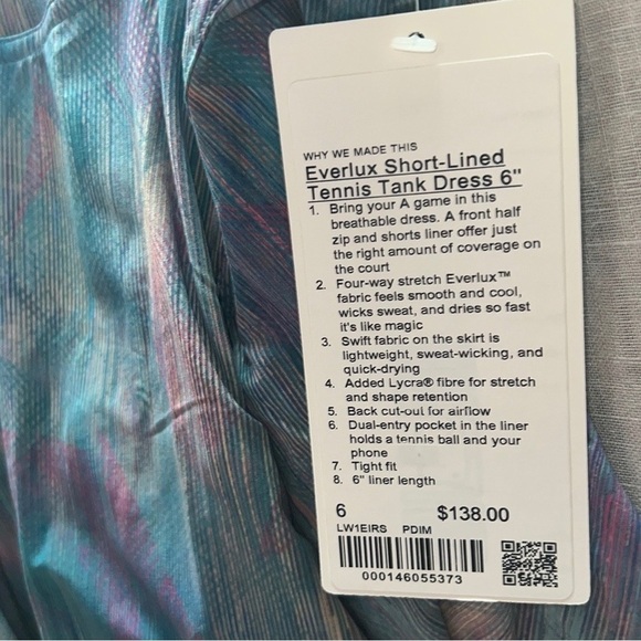 Lululemon [NWT - Size 6] Everlux Tennis Dress 6" with shorties in Pixel Multi - Picture 7 of 9